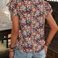 Floral Notched Cap Sleeve Blouse